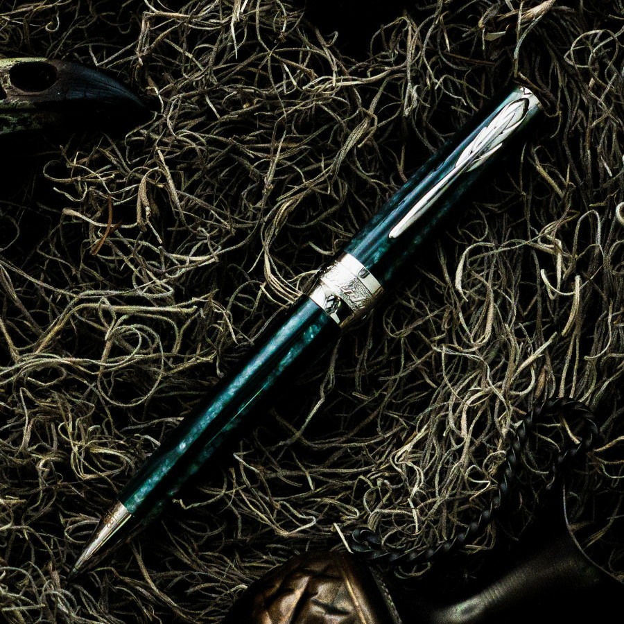 Ballpoint Pens * | Deals Pineider Arco Desert Beetle Ballpoint Pen, Green & Black