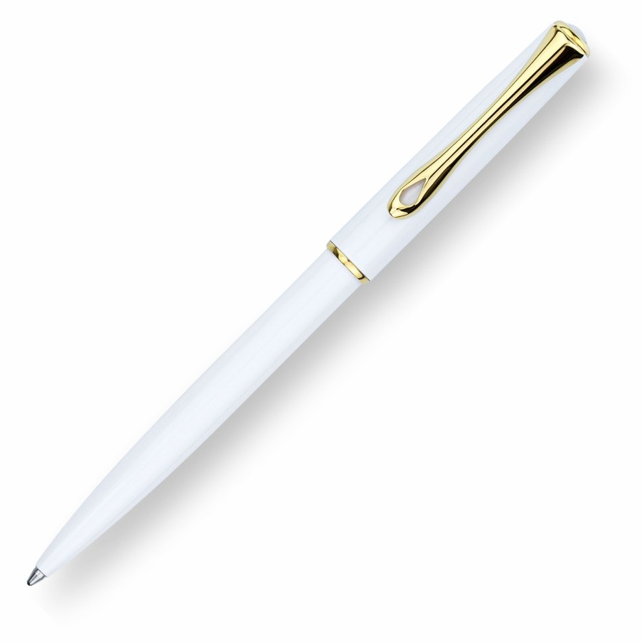 Ballpoint Pens * | Cheapest Diplomat Traveller Ballpoint Pen, Snow White & Gold