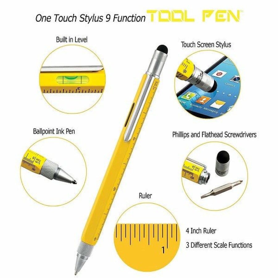 Ballpoint Pens * | Deals Monteverde 9 In 1 One Touch Tool Ballpoint Pen & Stylus, Yellow