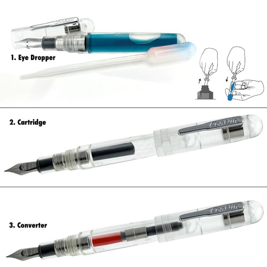 Fountain Pens * | Cheap Conklin All American Eyedropper Fountain Pen, Clear Demonstrator, Jowo Nib