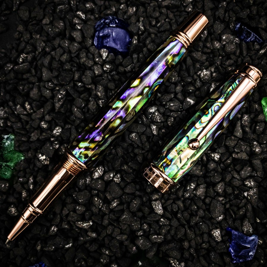 Rollerball Pens * | Cheap Monteverde Invincia Limited Edition Abalone Shell Rollerball Pen, Rose Gold Trim