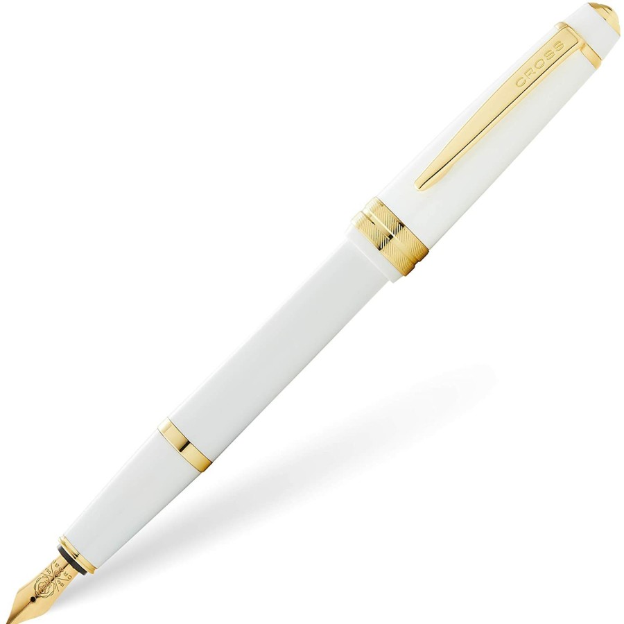 Fountain Pens * | Coupon Cross Bailey Light Fountain Pen, Polished White & Gold