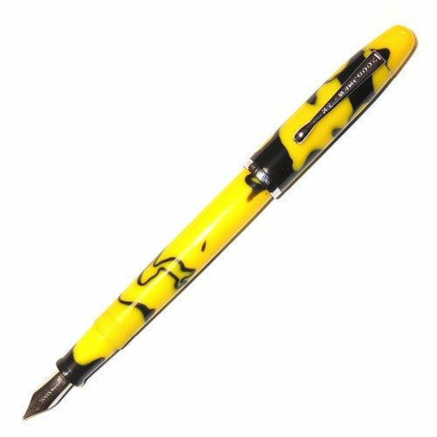 Fountain Pens * | Best Deal Noodlers Neponset Acrylic Fountain Pen Yellow Bald Faced Hornet #12093