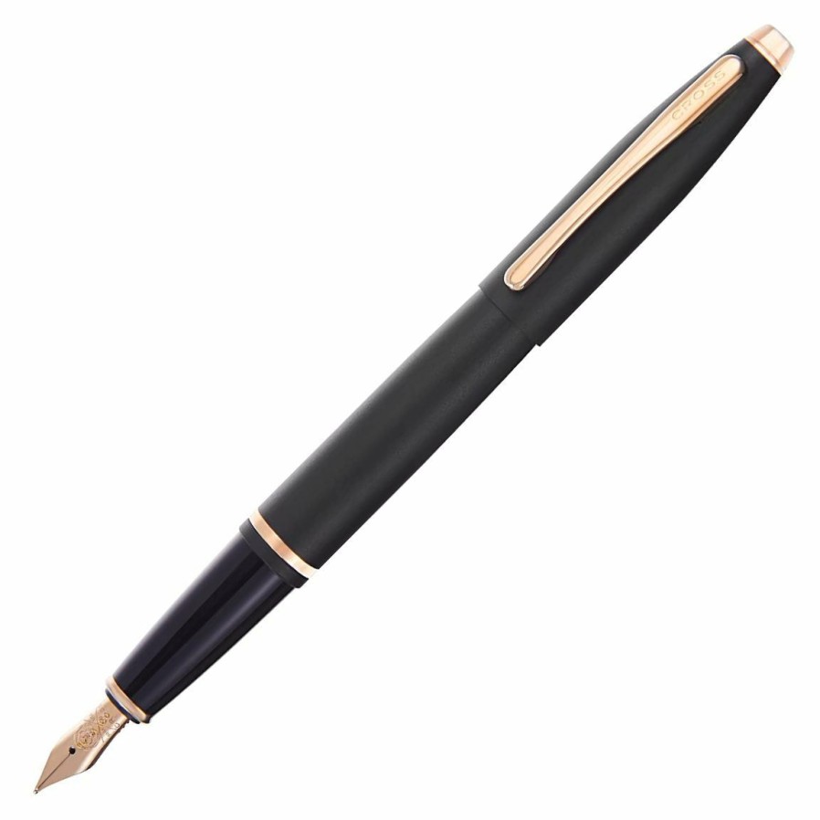 Fountain Pens * | Wholesale Cross Calais Fountain Pen, Black & Rose Gold, Medium Nib