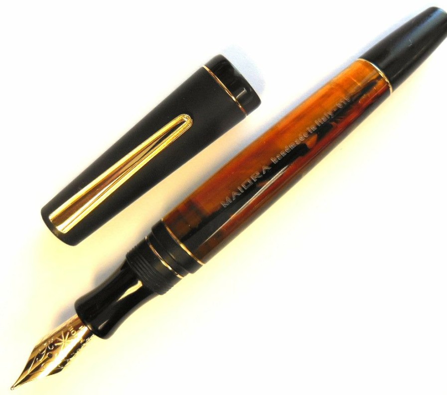 Fountain Pens * | Cheap Maiora Impronte, Black & Orange, Slim Fountain Pen