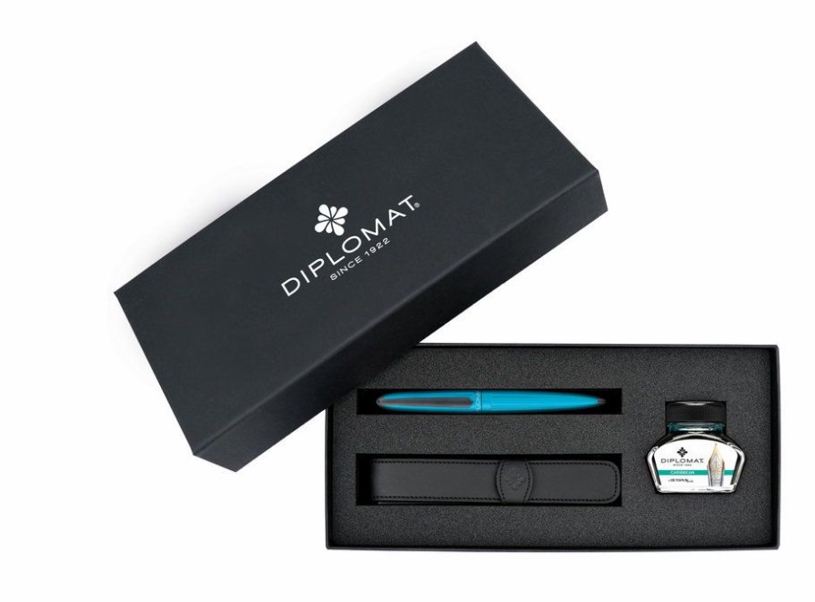 Fountain Pens * | New Diplomat Aero Fountain Pen Gift Set, Turquoise