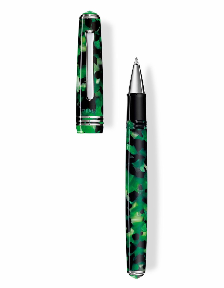 Rollerball Pens * | Best Deal Tibaldi N60 Emerald Green Resin Rollerball Pen, Palladium Trim