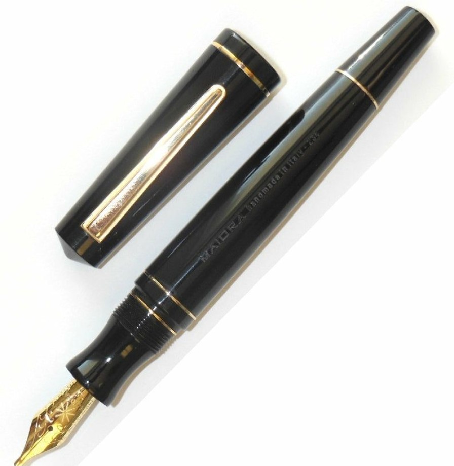 Fountain Pens * | Brand New Maiora Impronte, Mirror Black, Oversized Fountain Pen, Stub Nib