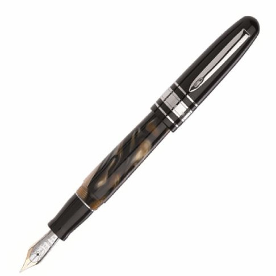 Fountain Pens * | Outlet Marlen Class Brown Marble Fountain Pen, Two-Toned