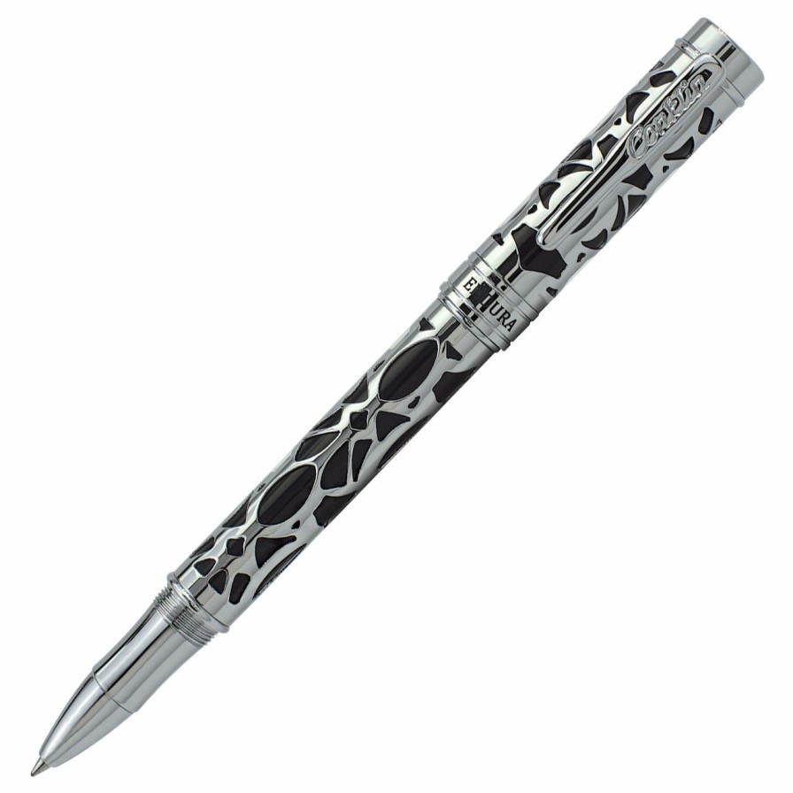 Rollerball Pens * | Wholesale Conklin Endura Deco Crest Rollerball Pen, Black & Chrome