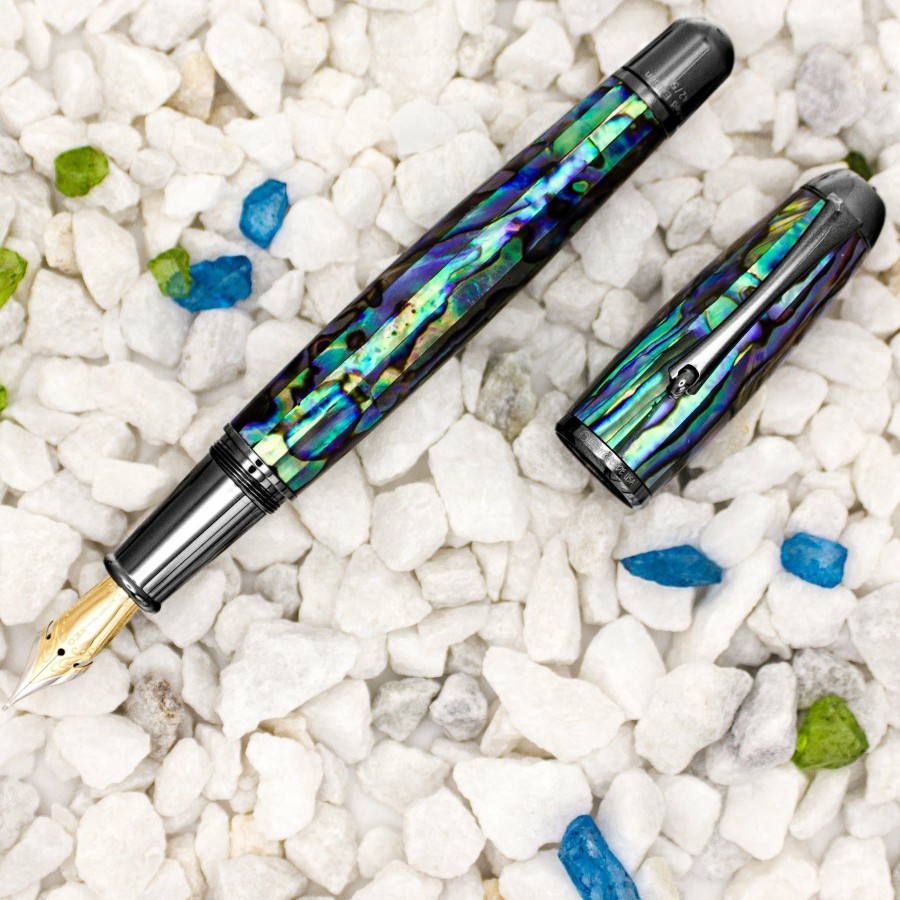 Fountain Pens * | Best Deal Monteverde Limited Edition Super Mega Abalone Fountain Pen, Gunmetal Trim, Solid 14K Gold Flex Nib