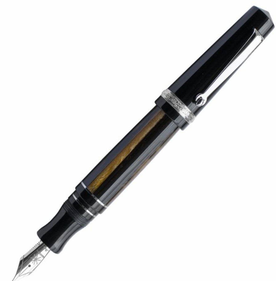 Fountain Pens * | Best Pirce Maiora Aventus Unica Fountain Pen, Black, Orange & Palladium