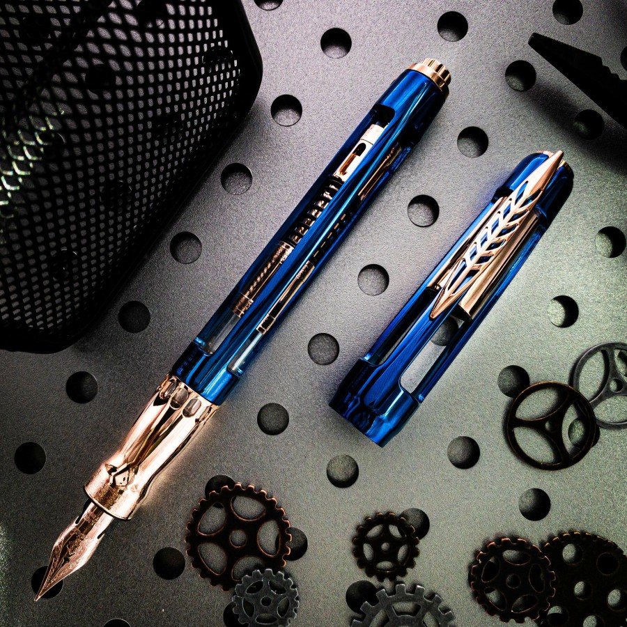 Fountain Pens * | Coupon Pineider Limited Edition Arman Blue Trilogy Fountain Pen