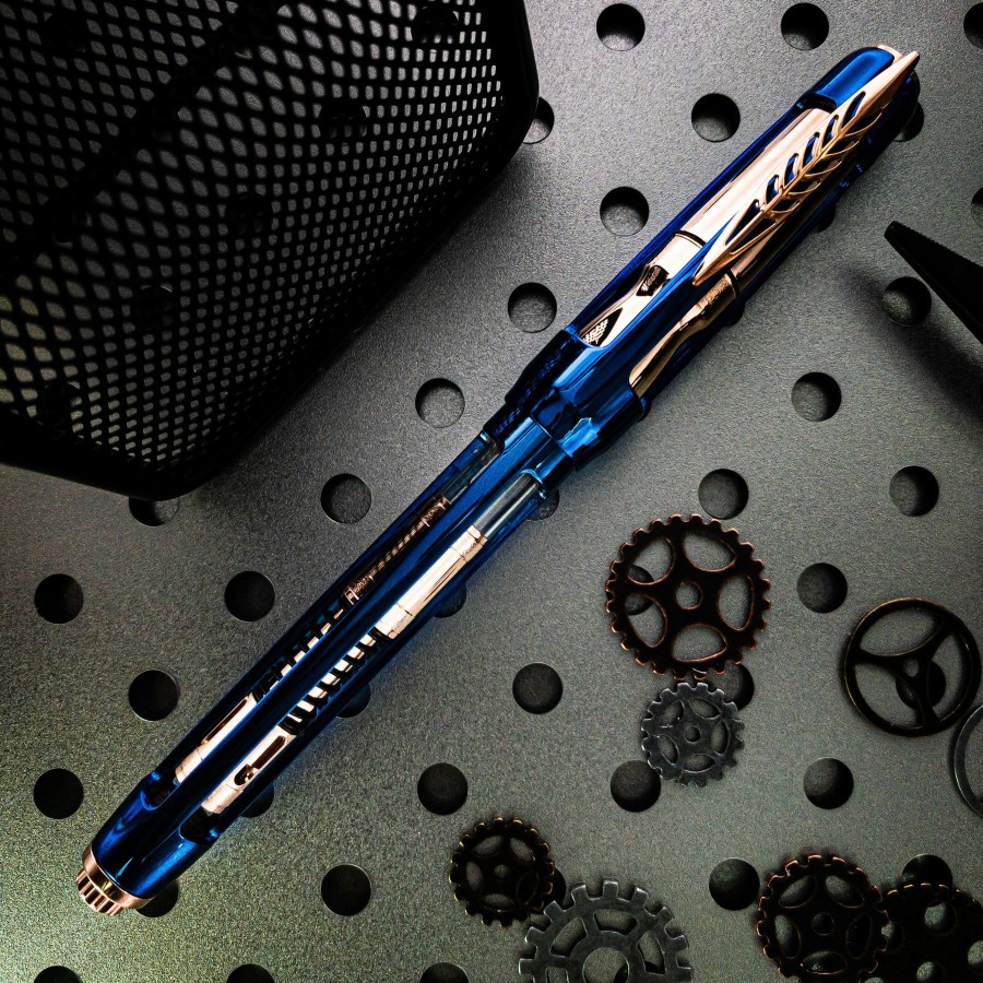 Fountain Pens * | Coupon Pineider Limited Edition Arman Blue Trilogy Fountain Pen