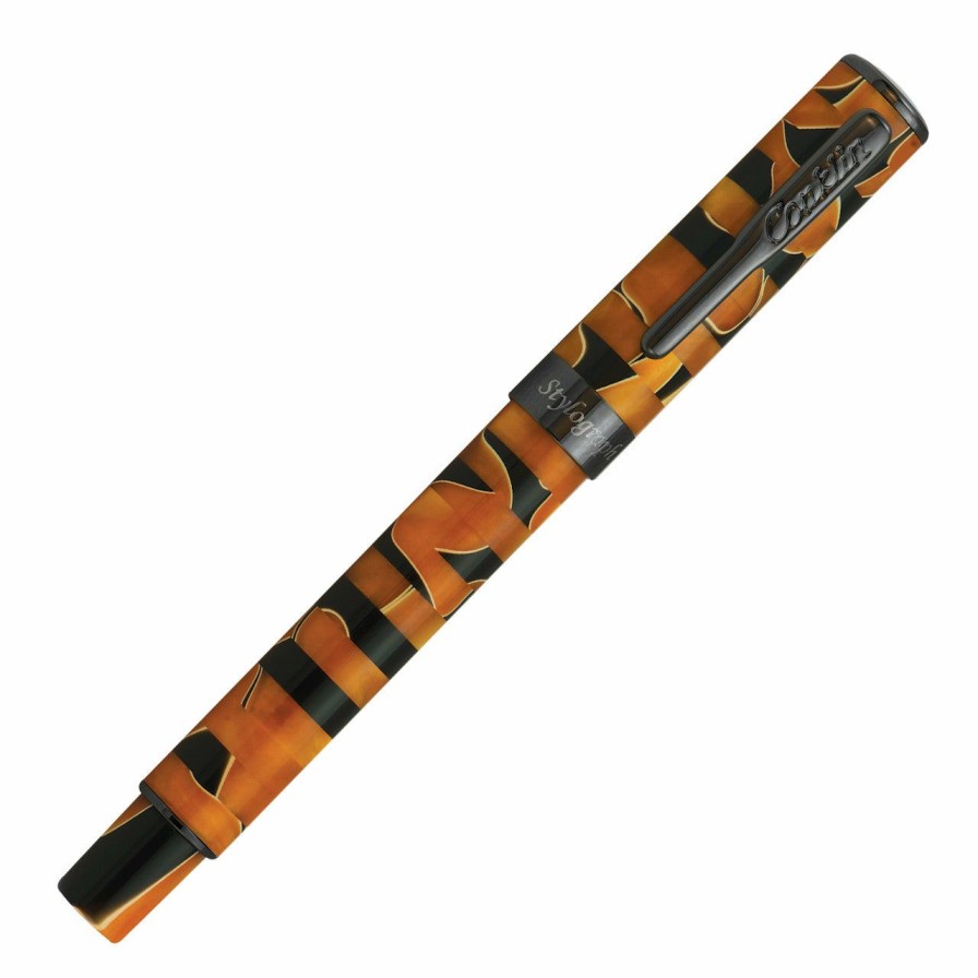 Fountain Pens * | Best Pirce Conklin Stylograph Mosaic Fountain Pen, Orange & Black