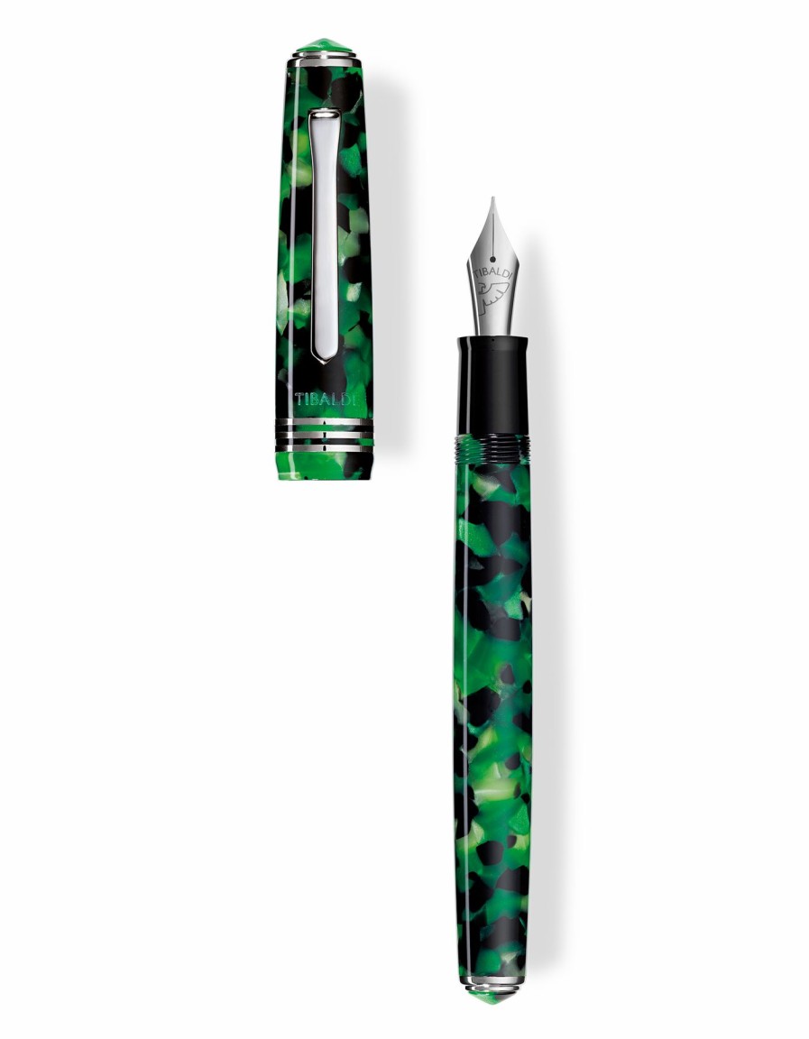 Fountain Pens * | Flash Sale Tibaldi N60 Emerald Green Resin Fountain Pen, Palladium Trim, Medium Nib