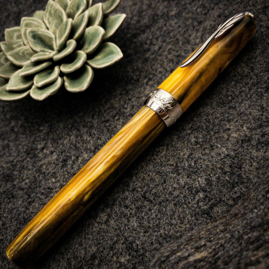 Rollerball Pens * | New Pineider La Grande Bellezza Gemstone Rollerball Pen, Tigers Yellow