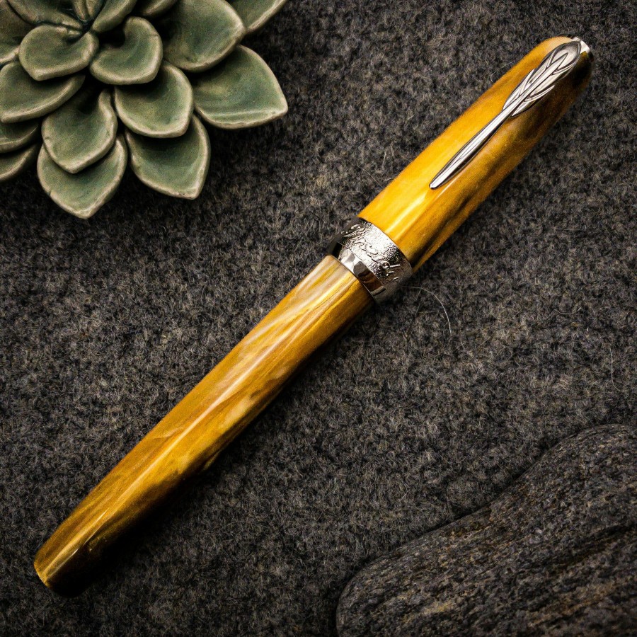 Rollerball Pens * | New Pineider La Grande Bellezza Gemstone Rollerball Pen, Tigers Yellow