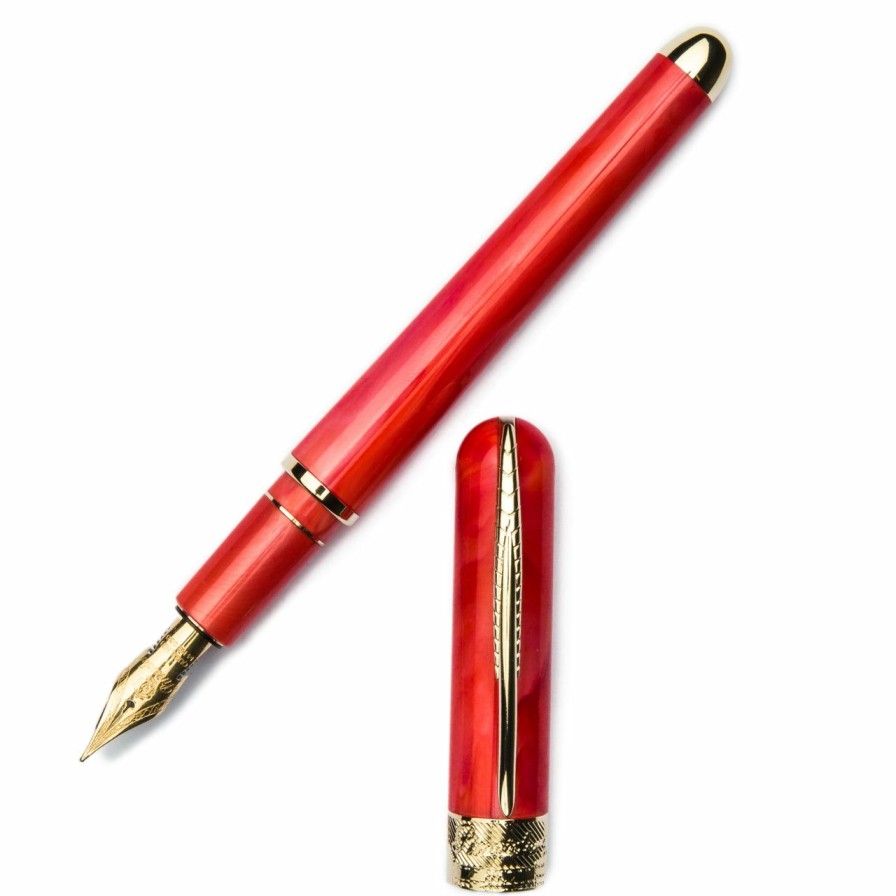 Fountain Pens * | Flash Sale Pineider Avatar Ur Deluxe Fountain Pen, Devil Red, 14K Gold Nib, Medium