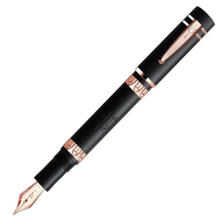 Fountain Pens * | Best Deal Nettuno 1911 Fountain Pen, Black Sands With Rose Gold Trim, Medium Nib