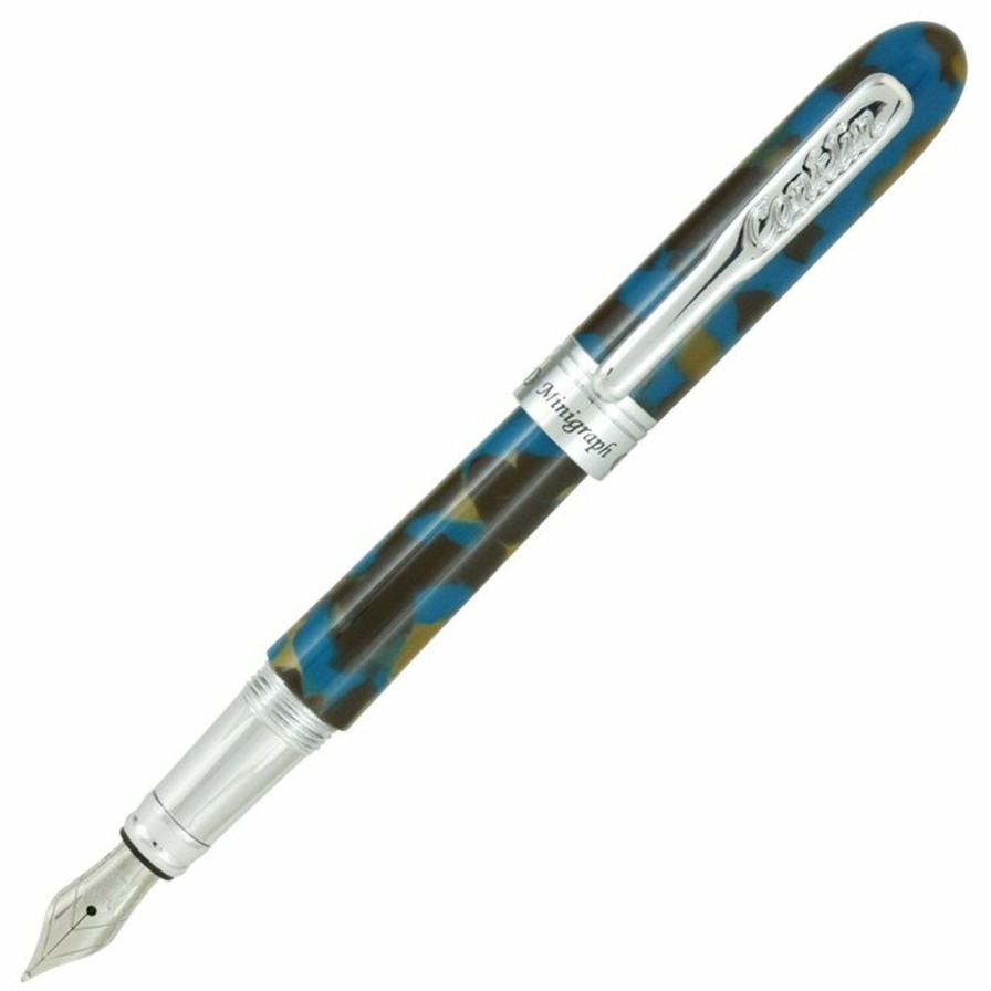 Fountain Pens * | Best Reviews Of Conklin Minigraph Fountain Pen, Blue Baltic, Broad Nib