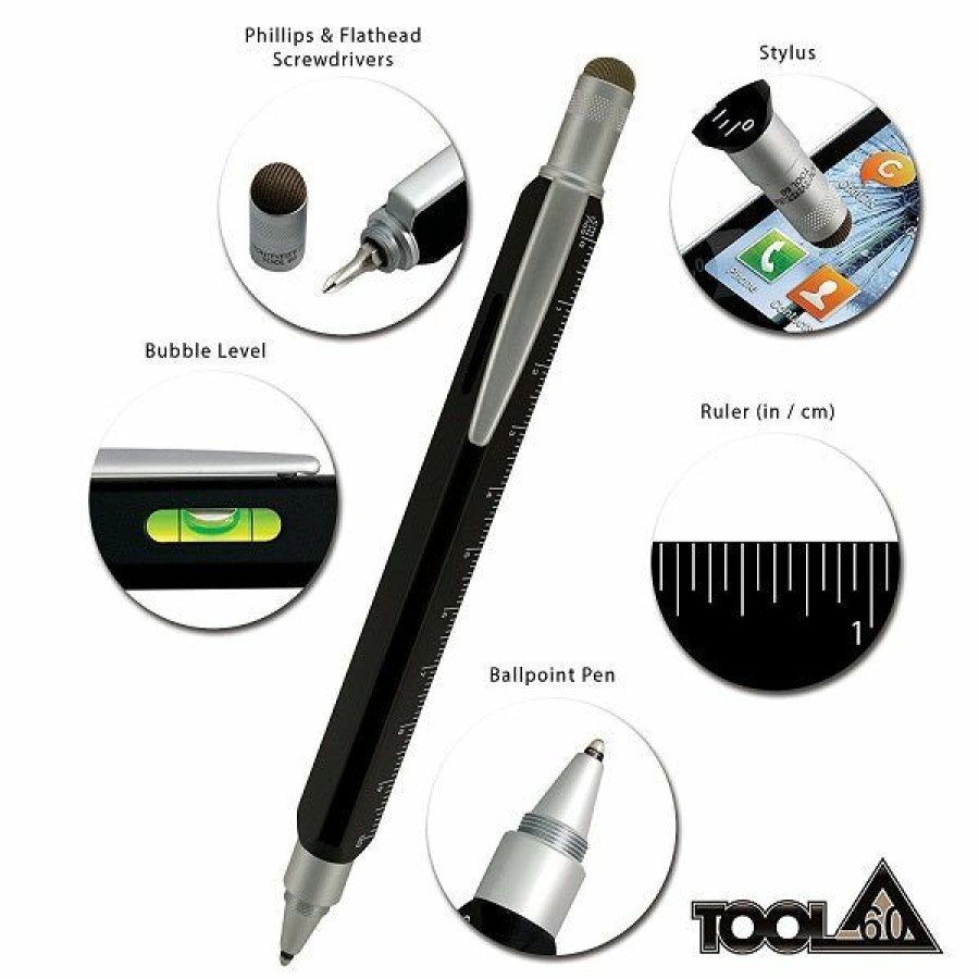 Ballpoint Pens * | Best Sale Monteverde Tool 60 Ballpoint Pen & Stylus, Midnight Black