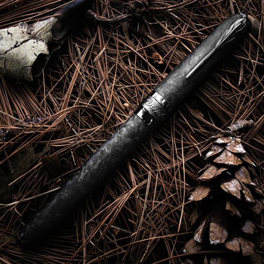 Fountain Pens * | Outlet Pineider Limited Edition Forged Carbon Fountain Pen, Black Trim