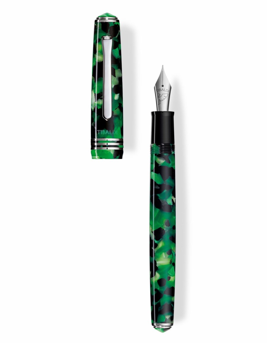 Fountain Pens * | Budget Tibaldi N60 Emerald Green Resin Fountain Pen, Palladium Trim, Extra-Fine Nib