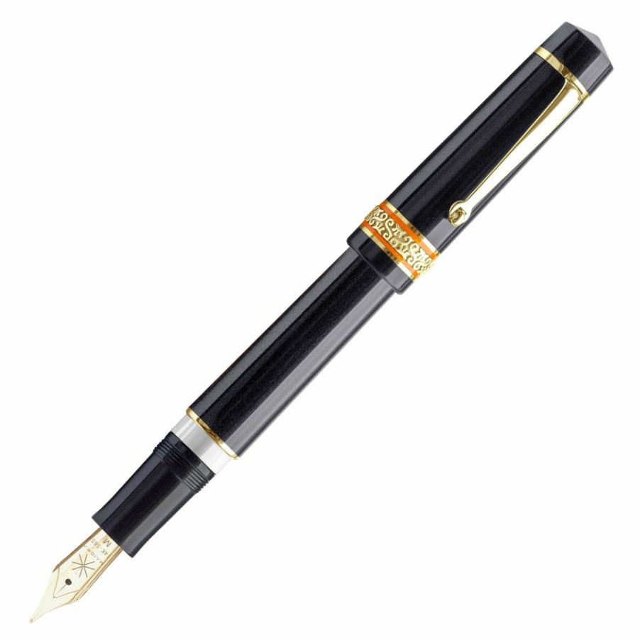 Fountain Pens * | Best Deal Maiora Mytho K Oronero Fountain Pen, Polished Black & Gold, 14K Nib