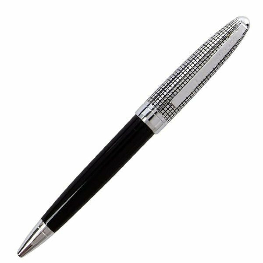 Ballpoint Pens * | Cheapest Cross Revere Ballpoint Pen, Tuxedo Cross Grid Black & Chrome