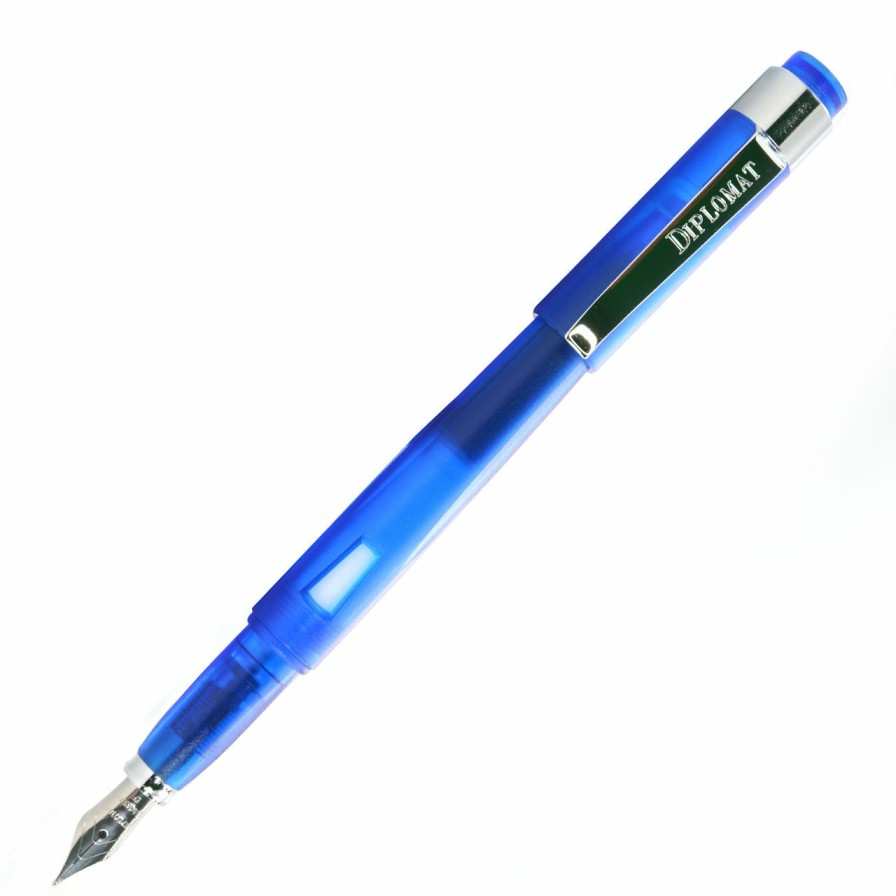 Fountain Pens * | Best Deal Diplomat Magnum Soft Touch Fountain Pen, Demo Blue