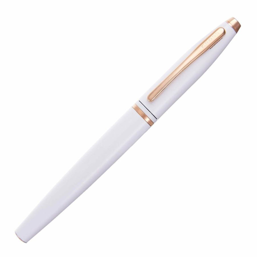 Fountain Pens * | Best Reviews Of Cross Calais Fountain Pen, White & Rose Gold, Medium Nib