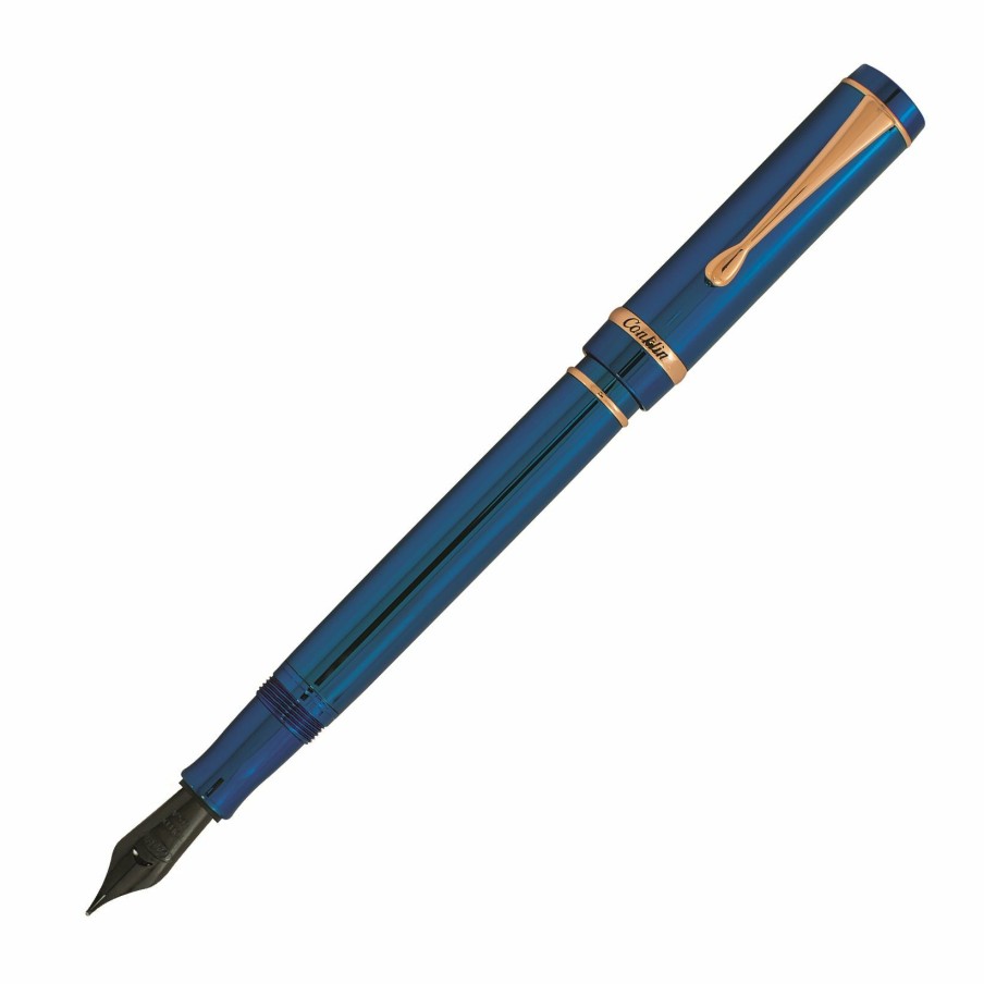 Fountain Pens * | Best Deal Conklin Duragraph Metal Fountain Pen, Pvd Blue