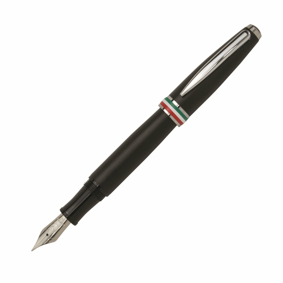 Fountain Pens * | New Monteverde Aldo Domani Italia Matte Black Fountain Pen