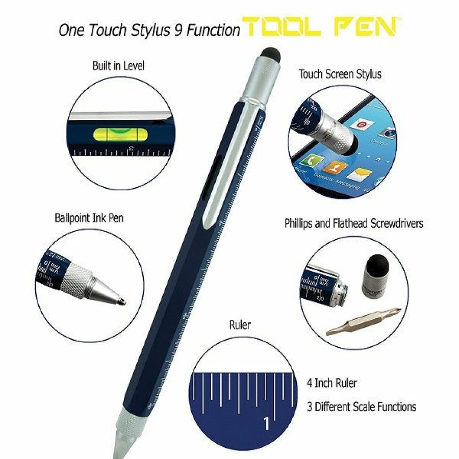 Ballpoint Pens * | Hot Sale Monteverde 9 In 1 One Touch Tool Ballpoint Pen & Stylus, Dark Blue