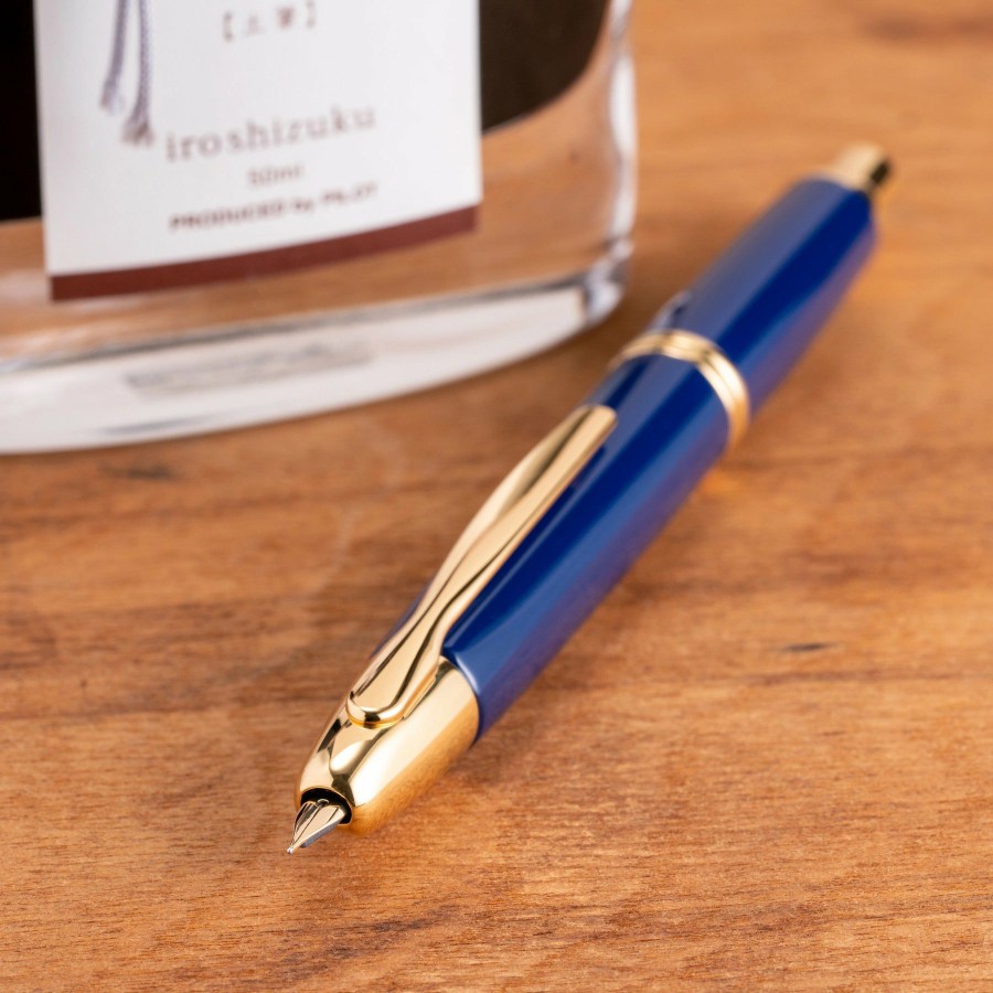 Fountain Pens * | Discount Pilot Vanishing Point Retractable Fountain Pen, Blue & Gold