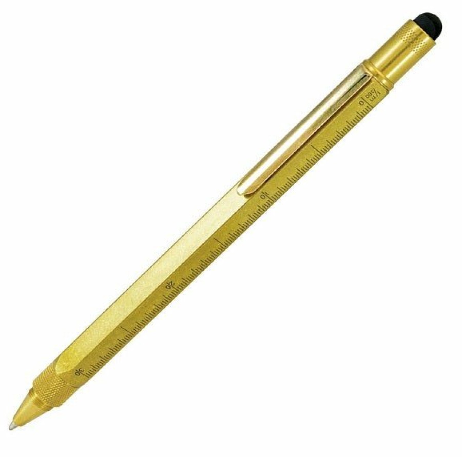 Ballpoint Pens * | Brand New Monteverde 9 In 1 One Touch Tool Ballpoint Pen & Stylus, Solid Brass