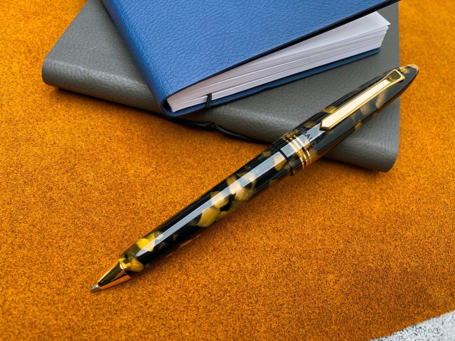 Ballpoint Pens * | Top 10 Tibaldi Bononia Ballpoint Pen, Black & Gold, 18K Gold Plated Trim