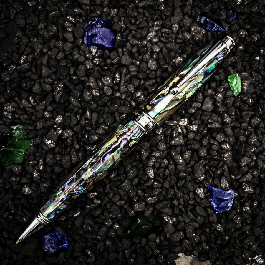 Ballpoint Pens * | Promo Monteverde Invincia Limited Edition Abalone Shell Ballpoint Pen, Chrome Trim