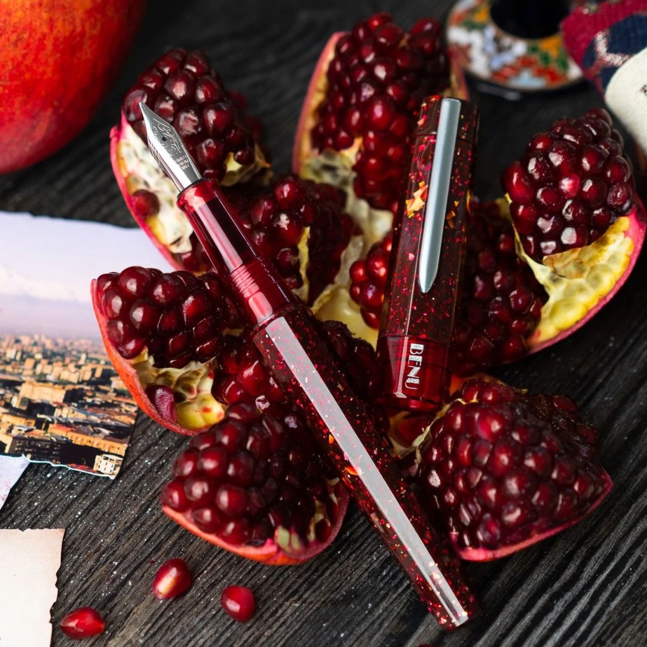 Fountain Pens * | New Benu Euphoria Armenian Limited Edition Fountain Pen, Pomegranate Wine