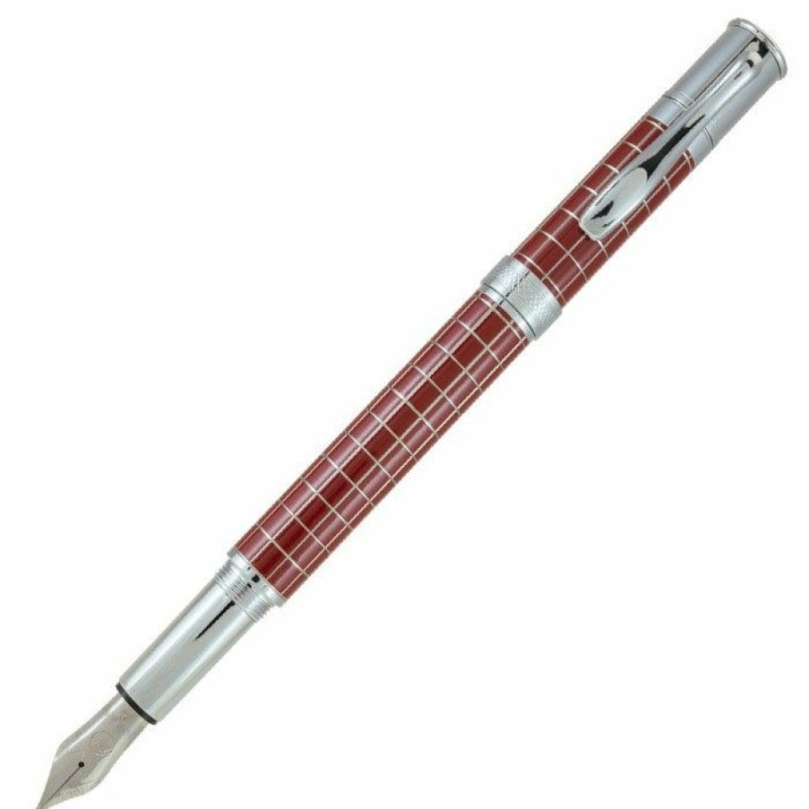 Fountain Pens * | Flash Sale Monteverde Jewelria Executive Fountain Pen Burgundy Grid Fine Nib