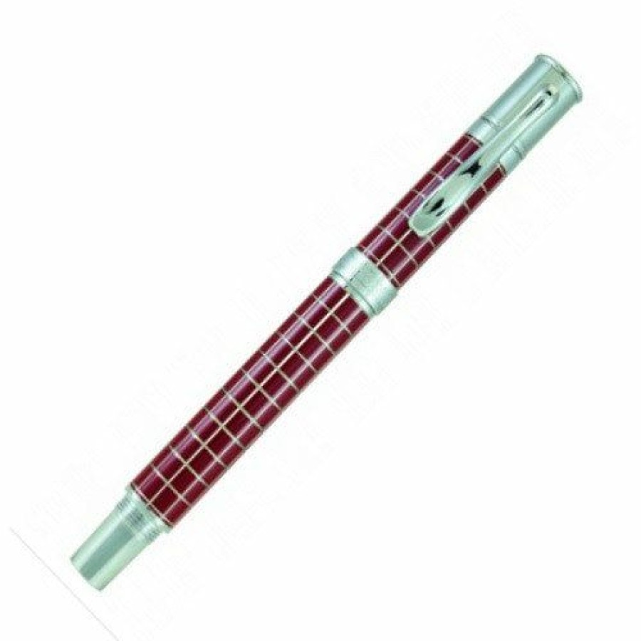 Fountain Pens * | Flash Sale Monteverde Jewelria Executive Fountain Pen Burgundy Grid Fine Nib