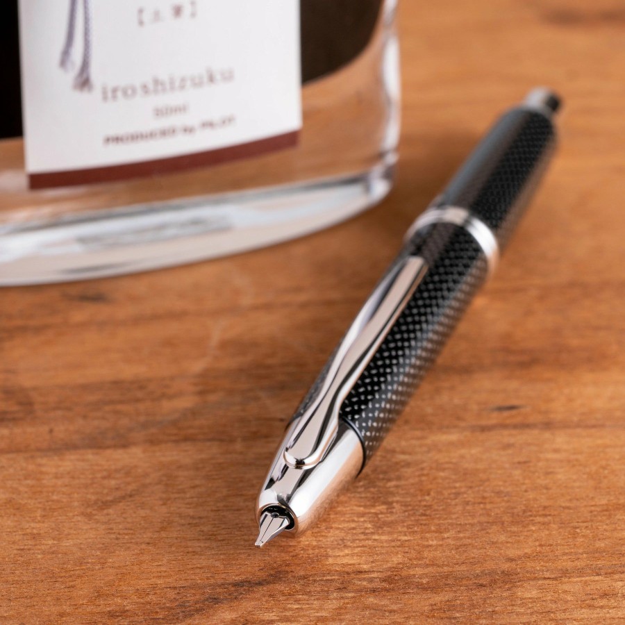 Fountain Pens * | New Pilot Vanishing Point Retractable Fountain Pen, Black Carbonesque