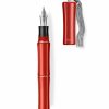 Fountain Pens * | Discount Tibaldi Bambo Lipstick Red Resin Fountain Pen, Sterling Silver Tassel, Fine Nib