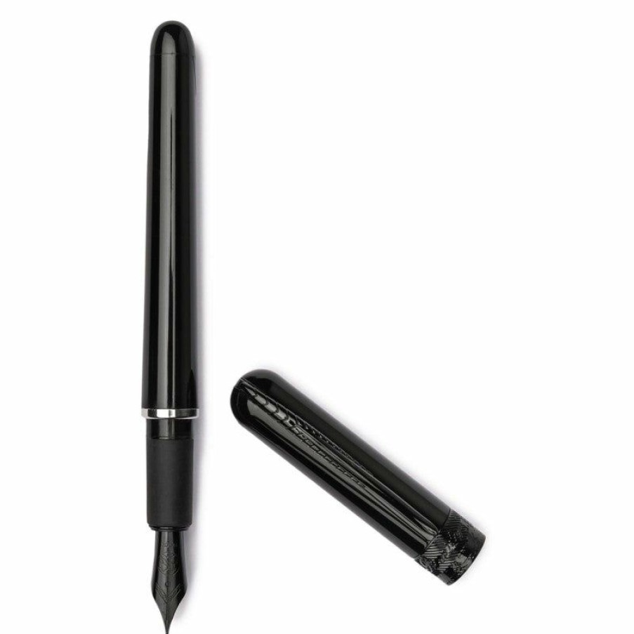 Fountain Pens * | Brand New Pineider Avatar Fountain Pen, Gloss Black W/ Black Trim, Fine Nib