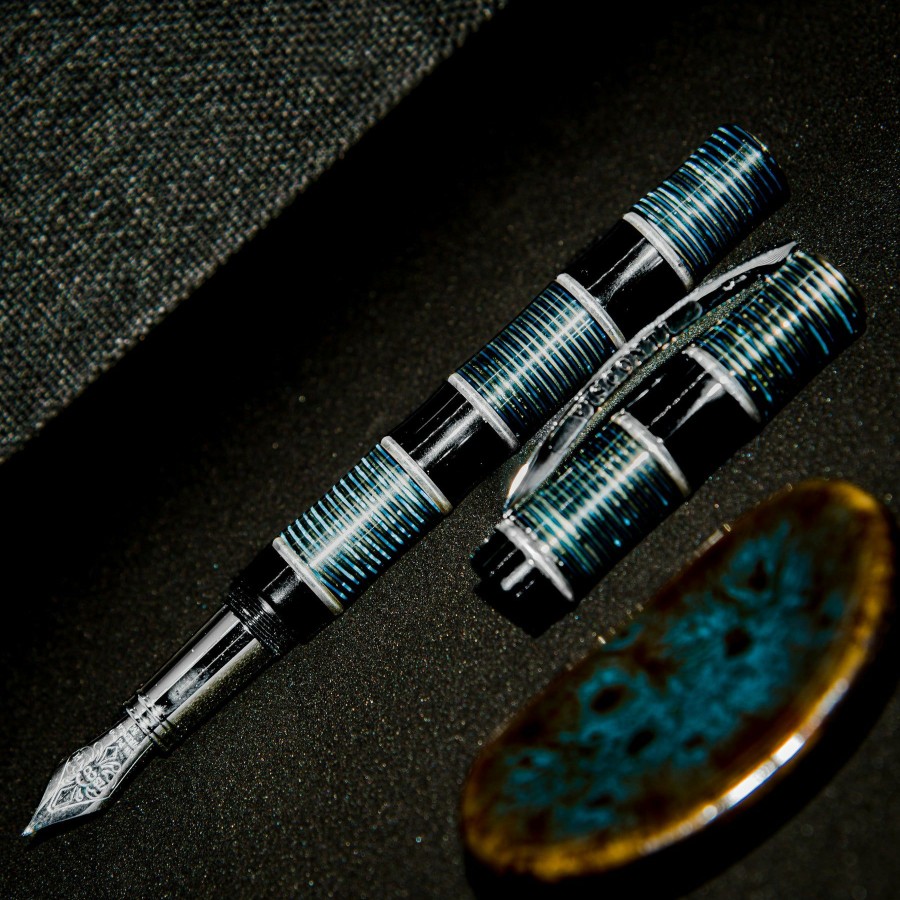 Fountain Pens * | Promo Visconti Limited Edition Asia Bamboo Fountain Pen, Blue