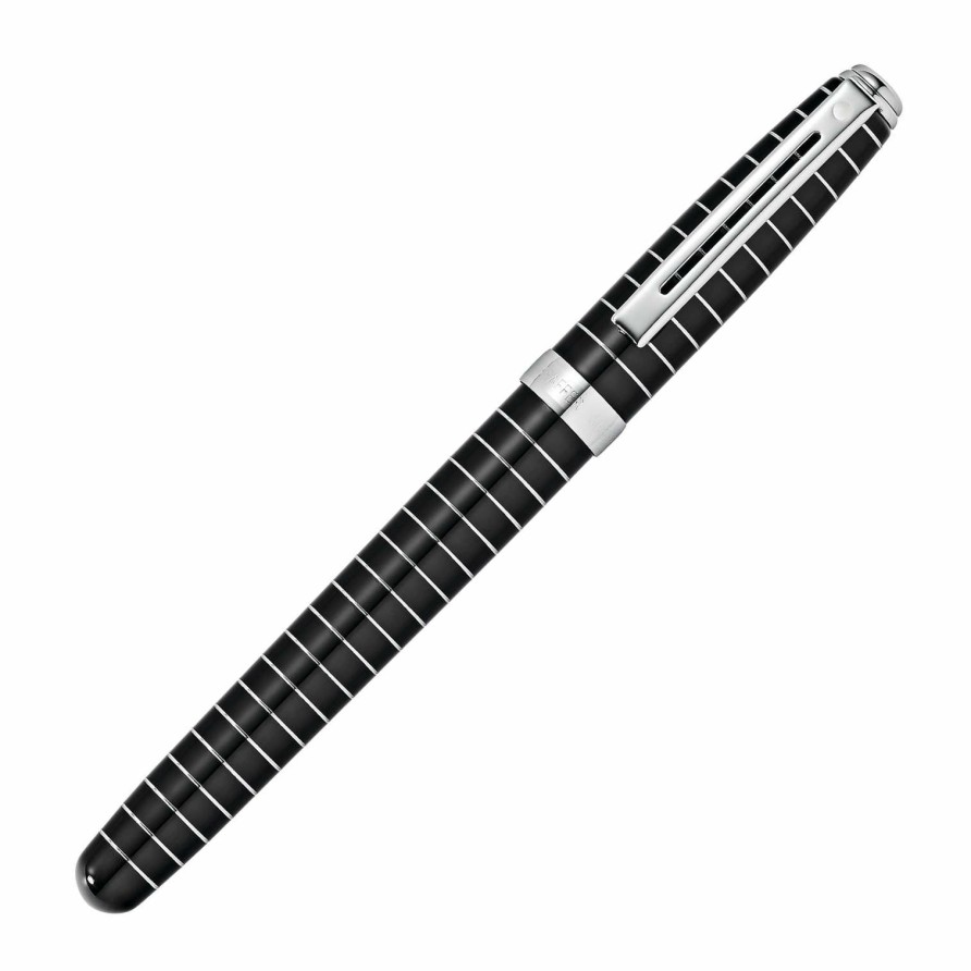 Rollerball Pens * | Best Pirce Sheaffer Prelude Rollerball Pen, Striped Black Lacquer & Chrome