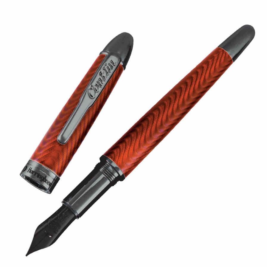 Fountain Pens * | Best Sale Conklin Herringbone Fountain Pen, Orange