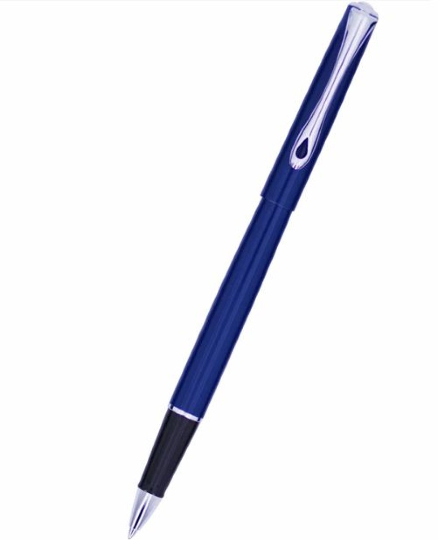 Rollerball Pens * | Hot Sale Diplomat Traveller Rollerball Pen, Navy Blue & Chrome