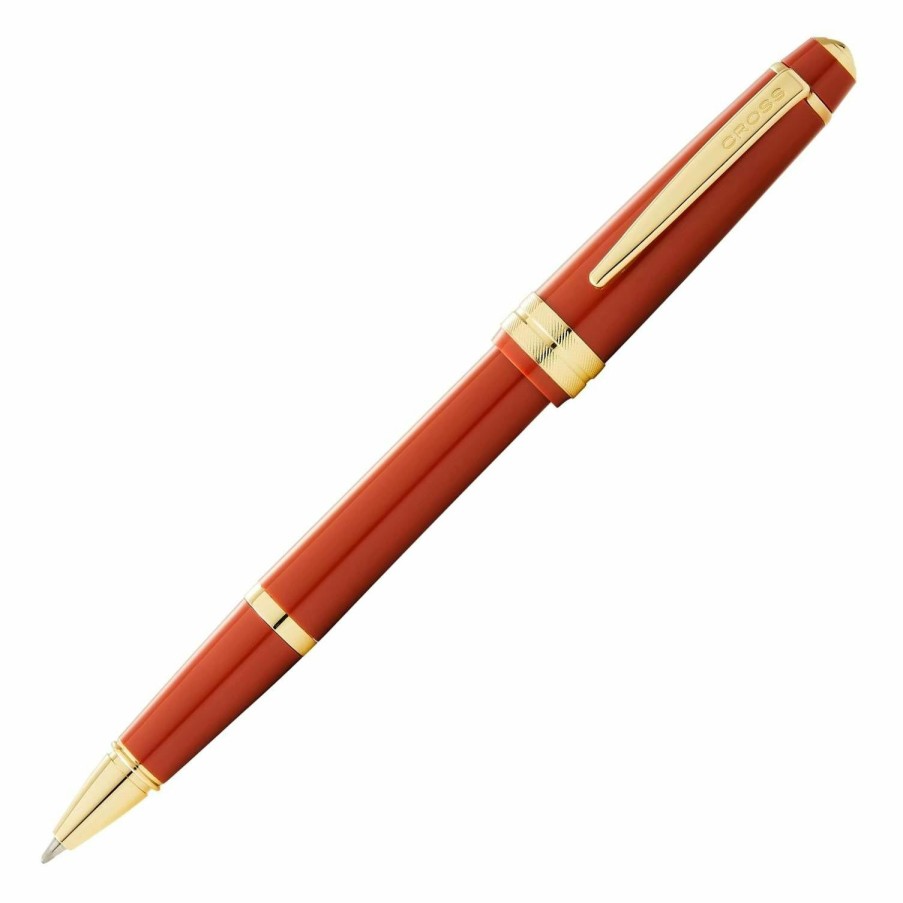 Rollerball Pens * | Brand New Cross Bailey Light Rollerball Pen, Polished Amber & Gold